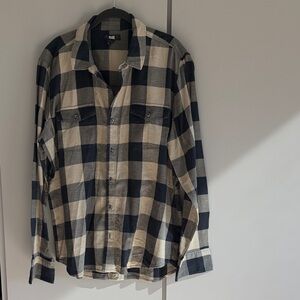 PAIGE Black and Tan Plaid Button-Down Shirt